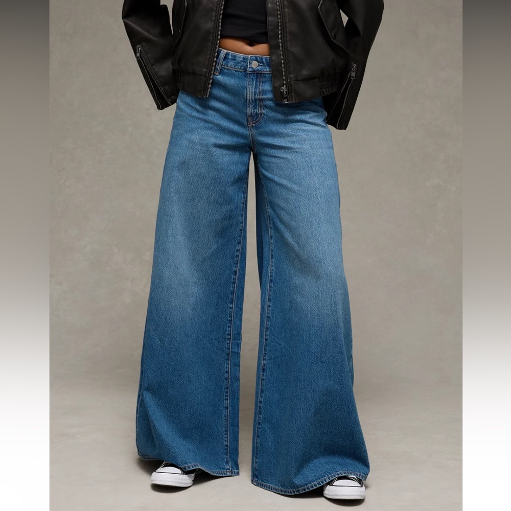 LAST DAY ON POSH 8/15/26 Wide-Leg A Line Blue Jeans American Eagle - Picture 6 of 9